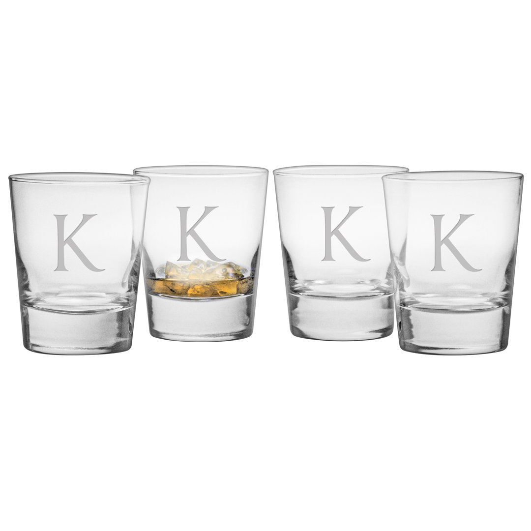 Karima Monogram Double Old Fashioned 13 oz. Whiskey Glass (Set of 4) Winston Porter 