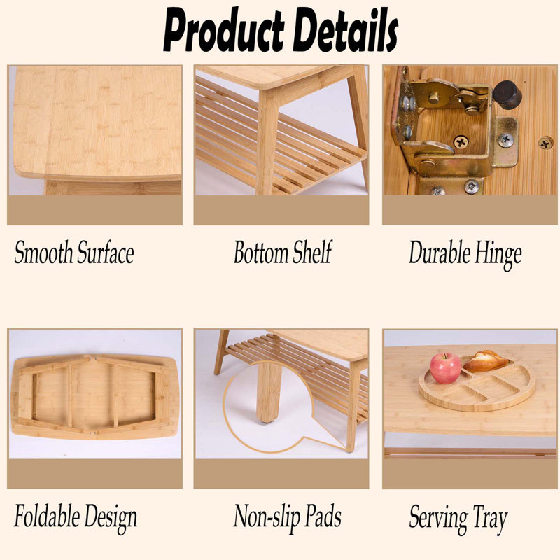 Markael Fully Assembled Coffee Table Bamboo Foldable
