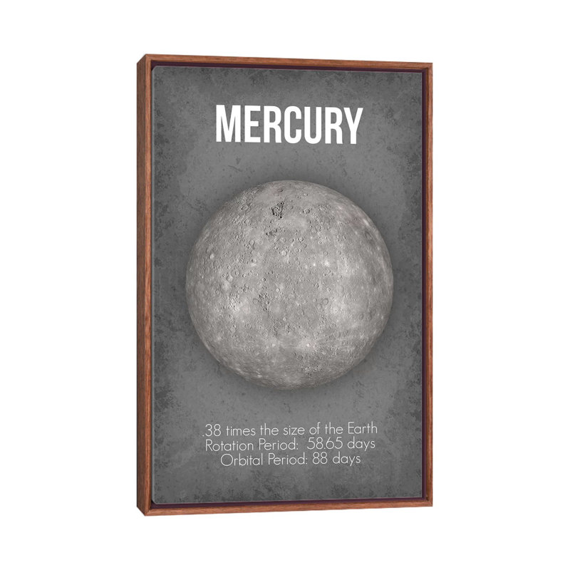 Décoration murale pour enfants Mercury, Toile classique avec cadre brun, H 26 po x l 18 po x 1,5 po