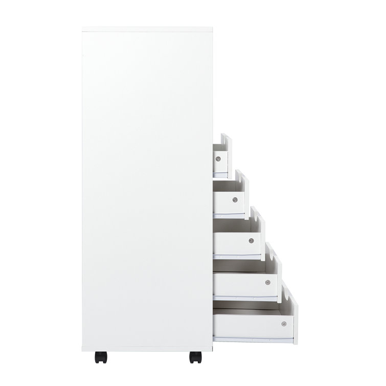 Garysburg 6 Drawer Storage File Cabinet on Wheels, Filing Organizer with Drawer Storage for Home and Office Latitude Run Color: White
