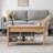 37.8in Rectangular Oak-Colored Particle Board With Bamboo Rattan Weaving, Extendable And Liftable Coffee Table-324061780-324061778