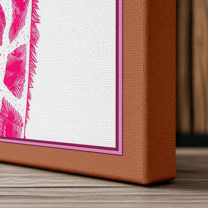 Pink Giraffe Modern - Wrapped Canvas, 36x24 - 91.4 x 61.0 cm, Terracotta Border