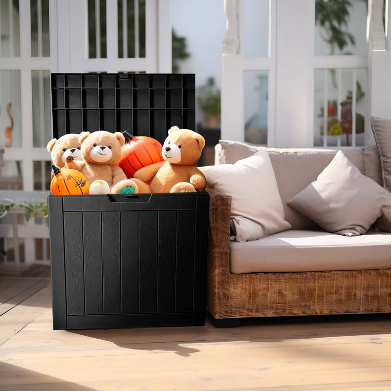 Black 30-Gallon Lockable Resin Outdoor Deck Box