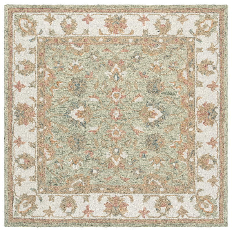 Héritage 125 touffeté à la main 80% laine; Tapis oriental 20% coton, Carré 6 pi