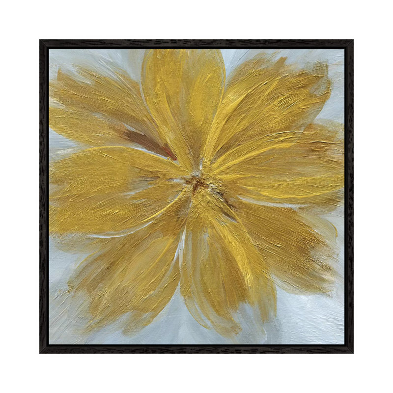 Golden Blue 1 Piece Painting on Canvas, 66.04 cm H x 66.04 cm W, Black Framed