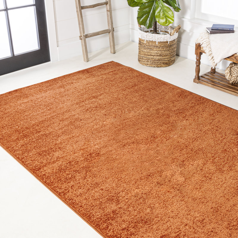 Antto Solid Low-Pile Orange Rug, Rectangle 5' x 8'