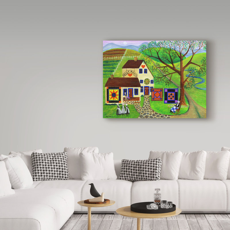 «Amish Country Quilt Makers» par Cheryl Bartley, reproduction sur toile, H 14 po x l 19 po x P 2 po
