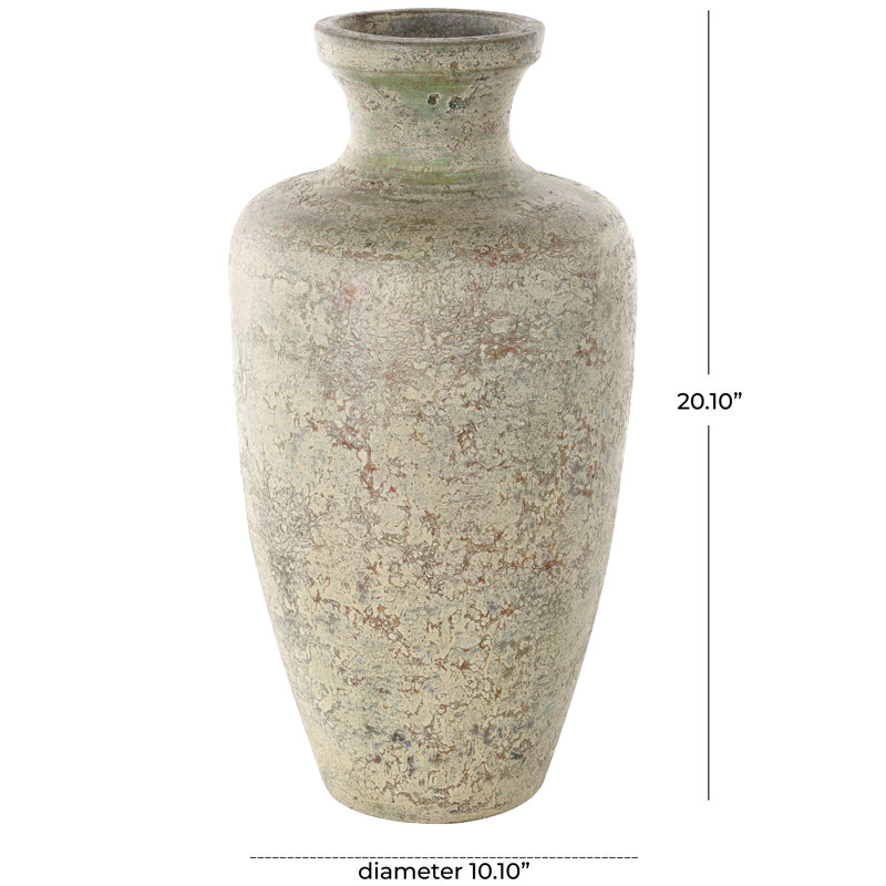 Rustic Cream and Brown Ceramic Urn Vase
