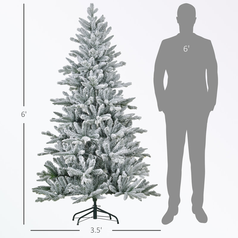 Arbre de Noël artificiel enneigé avec base en métal, 6'