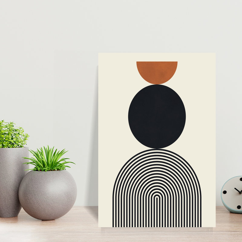 Stacked Geometric Forms Abstract Contemporary Geometric Wall Art Print 1 Piece Wrapped Canvas Wall Art, 45.72cm H x 30.48cm W