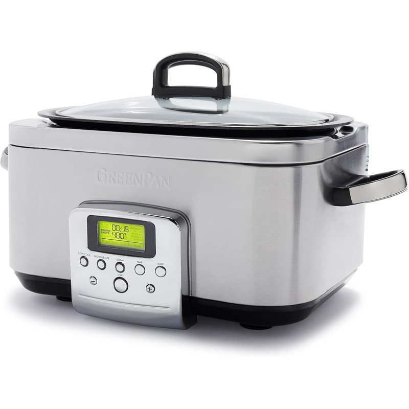 GreenPan Elite Slowcooker 6L, Stainless Steel