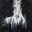 Abstrait cheval blanc imprimé - fond noir