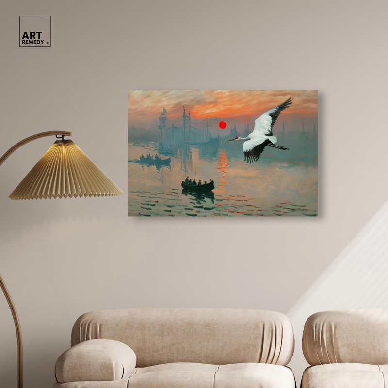 Crane Sunset , Toile tendue, H 24 po x l 36 po