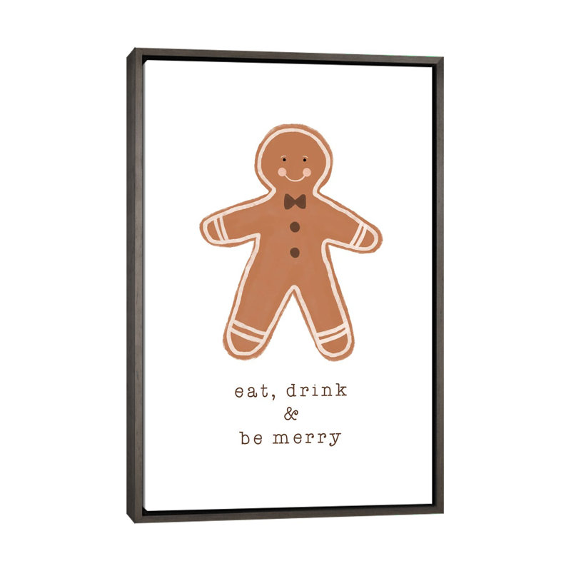 "Manger drink & be Merry" par Orara studio, reproduction d’art, H 26 po x l 18 po x 1,5 po, Cadre en bois rustique foncé