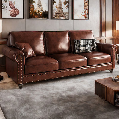 American retro simple straight row sofa