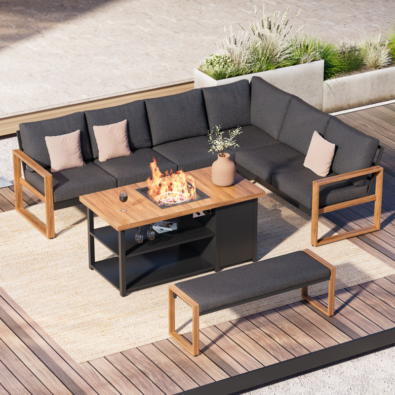 Arunas 8- Person Multi Purpose Corner Set With Stove Table