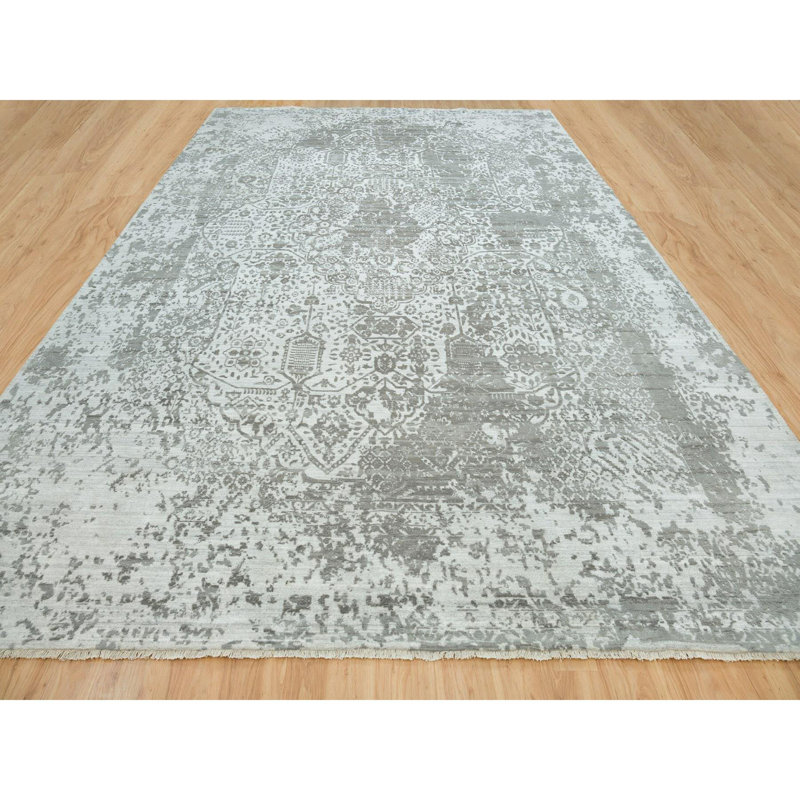 Tapis unique en soie nouvel âge 12 pi 1 po x 17 pi 10 po Roswald