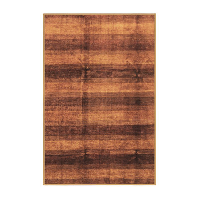 Tapis de couloir brun en laine et polyester à motif abstrait 2 pi x 5 pi