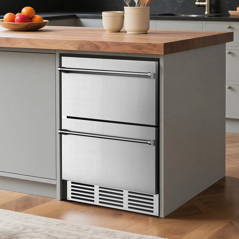 Simzlife 23.5"W 5 Cubic Feet 160 Cans Under-Counter Beverage Refrigerator- Freestanding/Built-In/Under Counter Cooler with Commercial Grade Double Stainless Steel Door