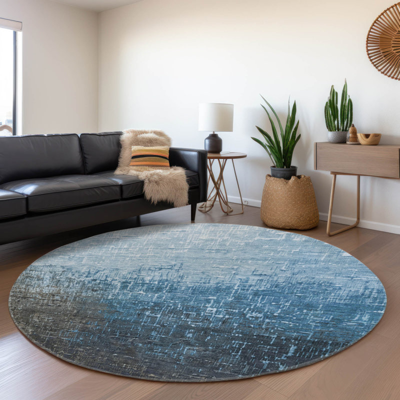 Premium Machine Washable Corum AMF1066 Ombre Rug, Round 8'