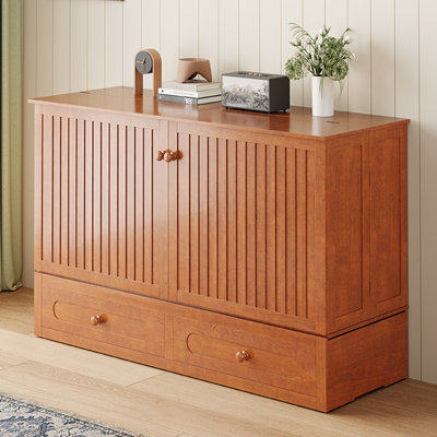 Armoire pour grand lit escamotable avec USB, 2 tiroirs, avec matelas