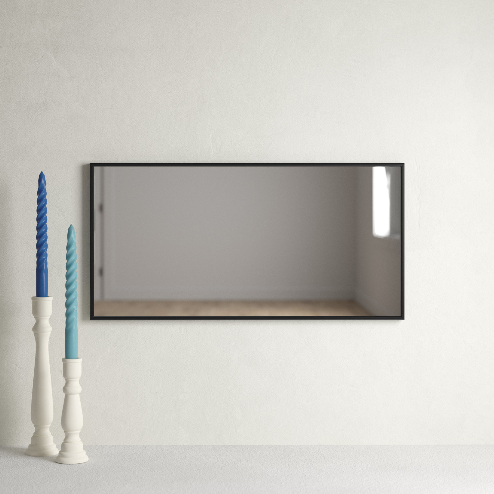 Sabine Metal Rectangle Wall Mirror, 14" x 28", Black