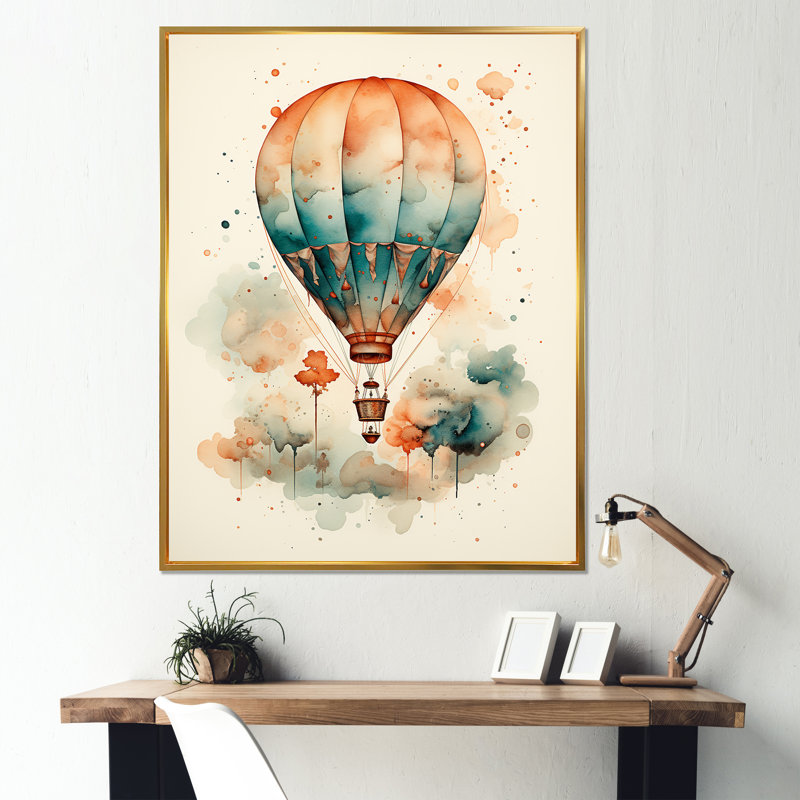 Charme classique en montgolfière III, H 32 po x l 16 po x P 1 po, Cadre flottant doré