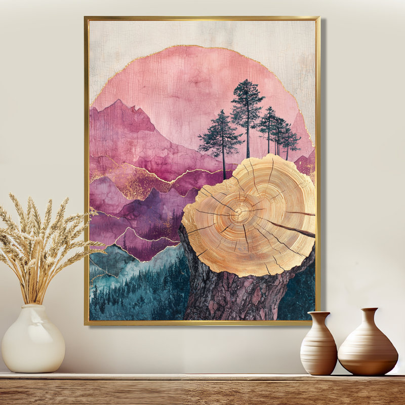 Benally - paysages, art mural sur toile, Reproduction encadrée sans passe-partout, H 20 po x l 12 po, Doré