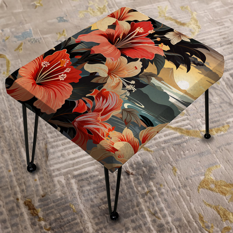 Motif botanique tropical de coucher de soleil tropical - repose-pieds rectangulaire floral