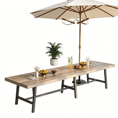 Sets of 2 Farmhouse-Style Dining Table, 71-Inch  Rectangular Kitchen Table Seats 8-12 People, Sturdy Metal Frame, Adjustable Legs, Industrial-Style Wo
