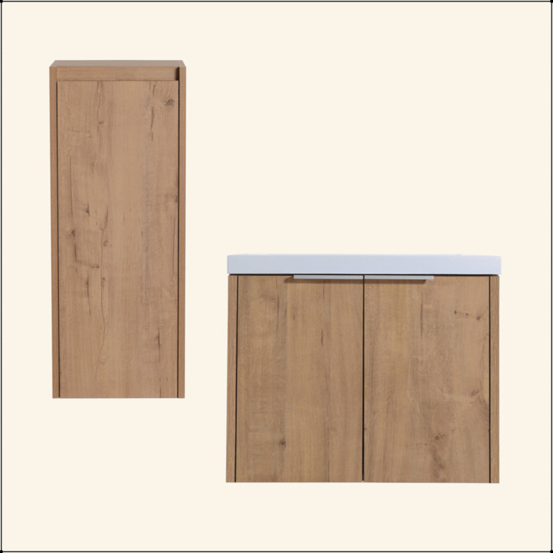 Meuble-lavabo mural 24 po avec lavabo et armoire latérale, portes à fermeture en douceur 24 po, 24"