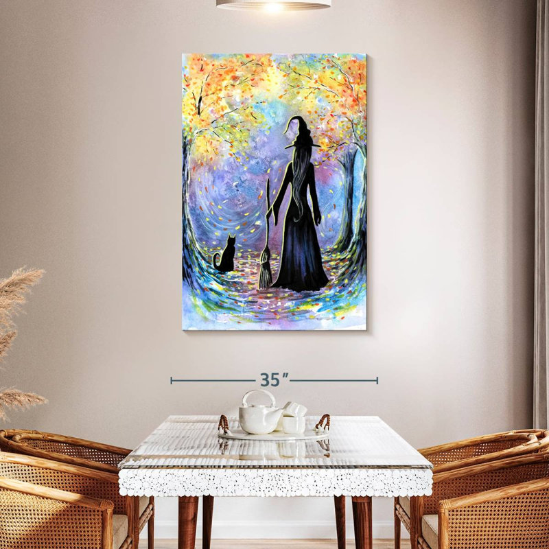 Kelan Witch And Black Cat, 48" H x 32" W