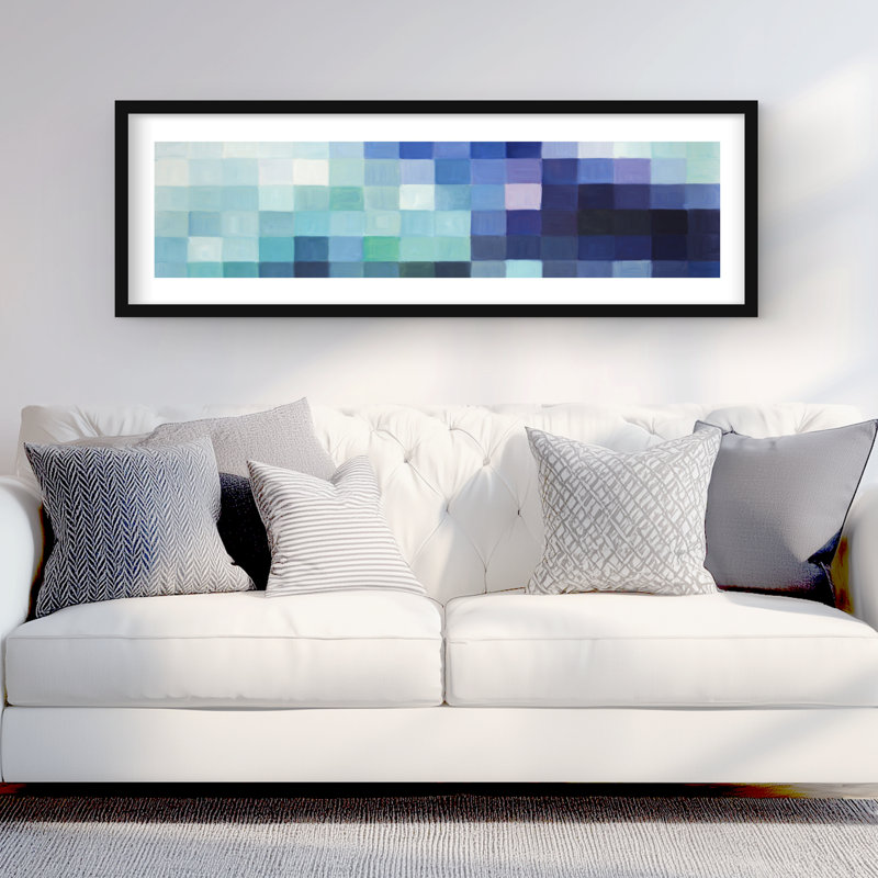 Pixelized Landscape - Framed Matted Print for Home Decor, 48" H x 16" W