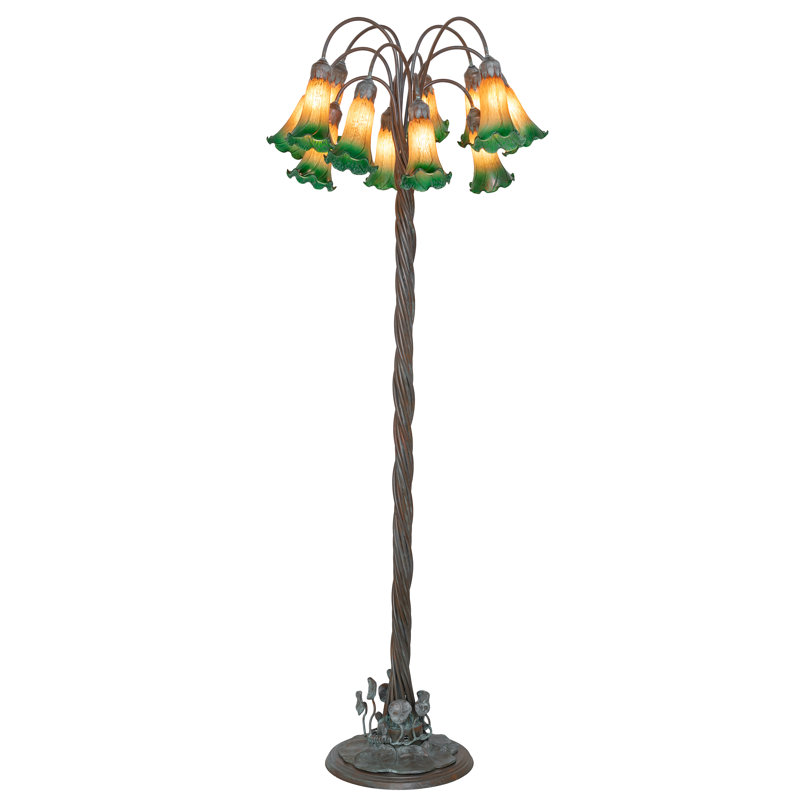 Meyda Tiffany & Stained Glass Tree Floor Lamp, Green/Amber