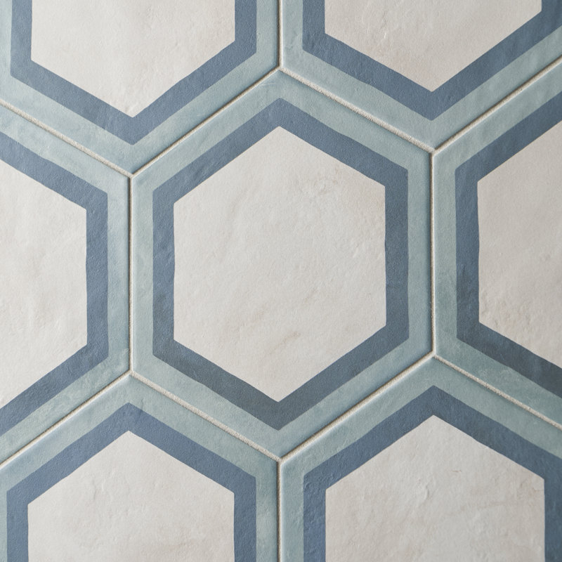 Dash Deco 8.5 in. x 9.84 in. Matte Hexagon Porcelain Floor and Wall Tile (12.66 Sq. Ft. / Case), Ocean Cielo
