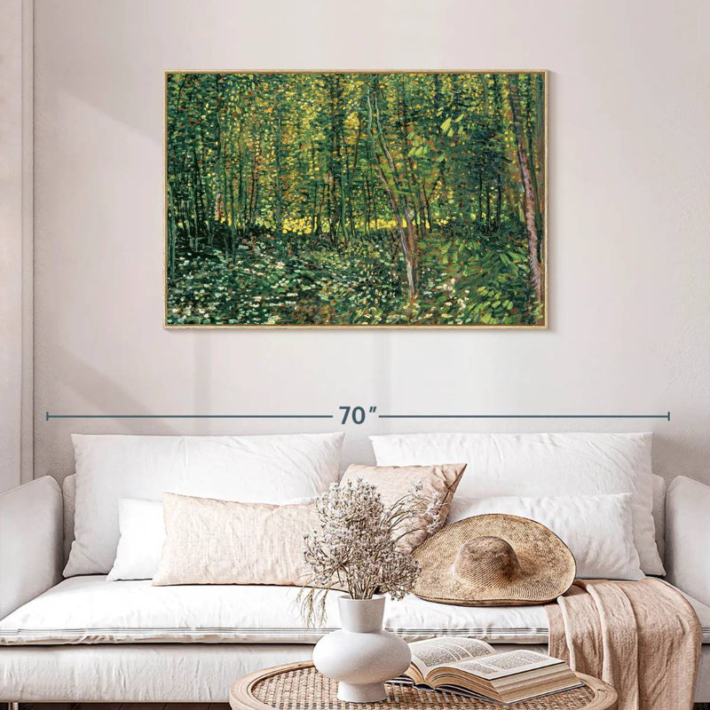 Arbres et sous-bois, Cadre flottant en bois naturel, 43 po x 29 po