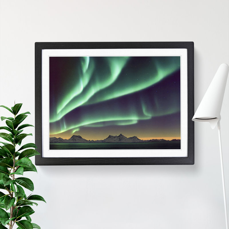 Fancy Northern Lights - Single Picture Frame Print, Black Framed, 25cm H x 34cm W x 2cm D