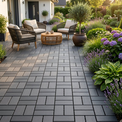 44 pièces de tuiles de terrasse emboîtables 12,1 po x 12,1 po, facile à installer, résistantes aux intempéries et nécessitant peu d'entretien pour le porche, la piscine, le balcon, la cour et l'intérieur