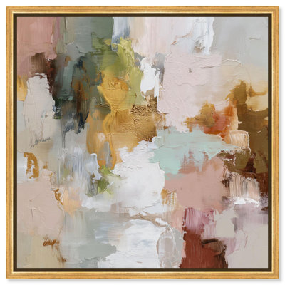 Swirl of Joy IV Canvas Print Taupe Boho Wall Art by Art Remedy, Gold Frame, 30 x 30