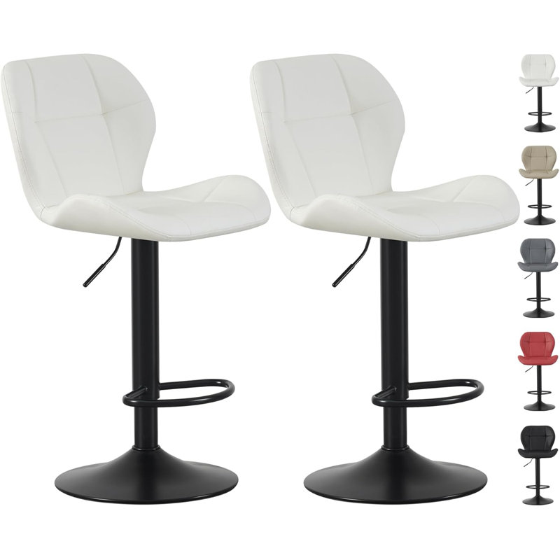 Adjustable Height Counter Stool with Metal Frame, Cream