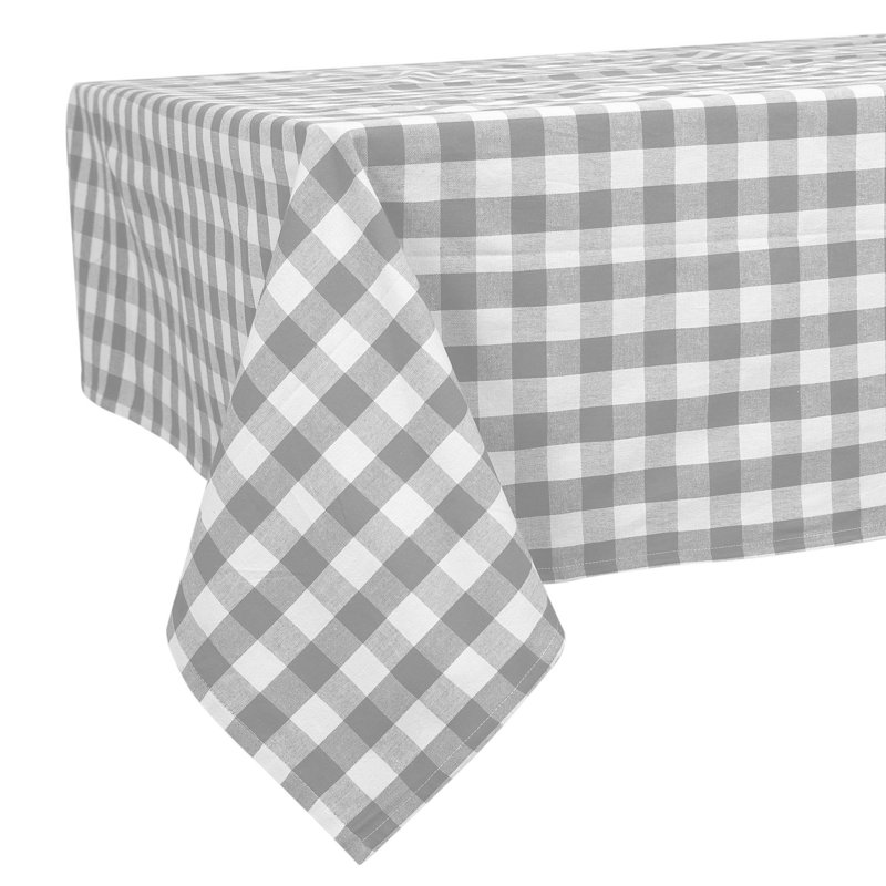 Knopp Plaid 100% Cotton Tablecloth, 108" L x 60" W, Gray
