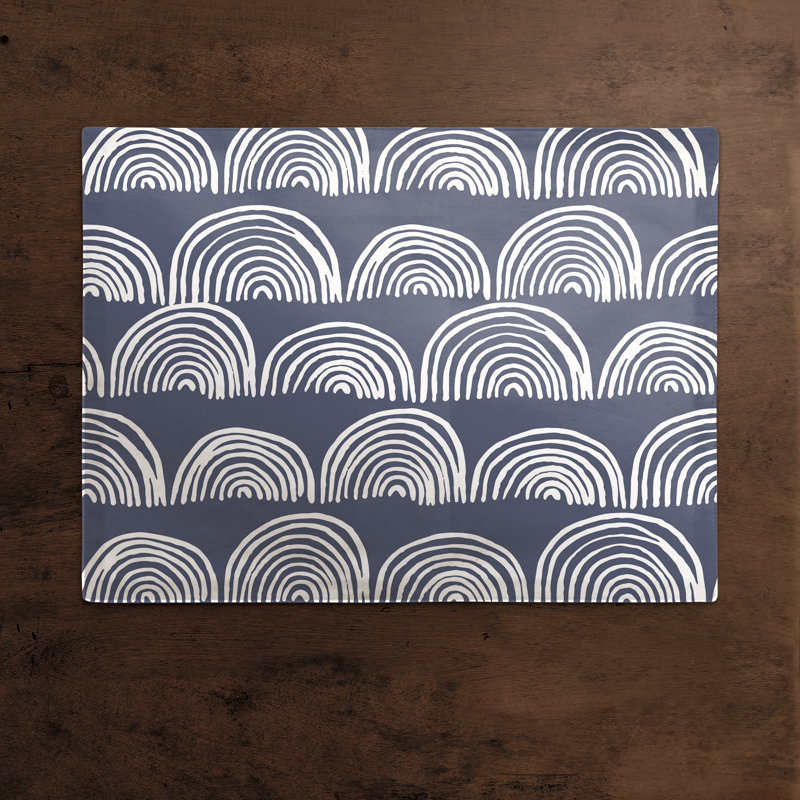 Poly Twill Abstract Rectangle Placemat, Blue