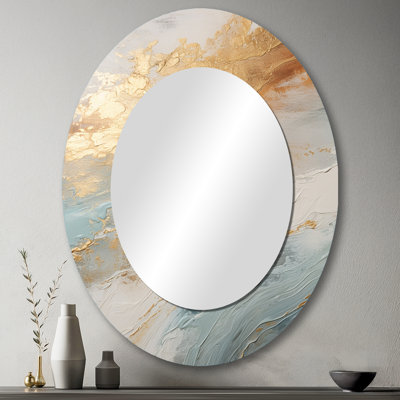 Miroir mural ovale doré et bleu Beach Tranquility IV