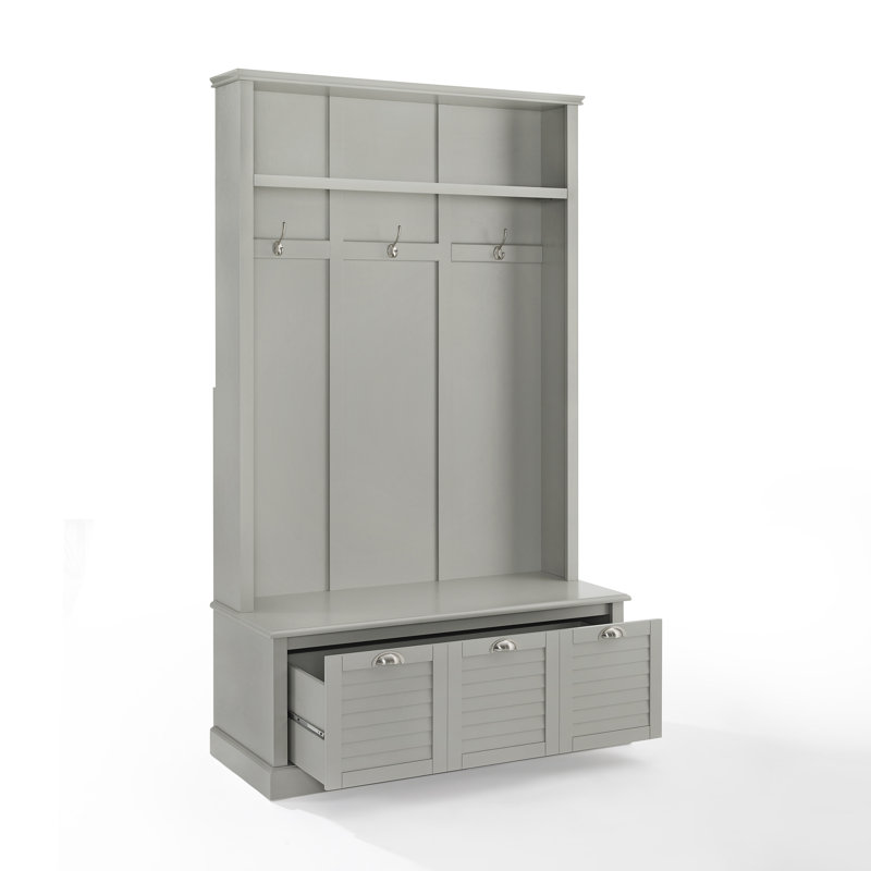 Corte 42.5 " Wide Hall Tree with Drawers and Shelves, Gray