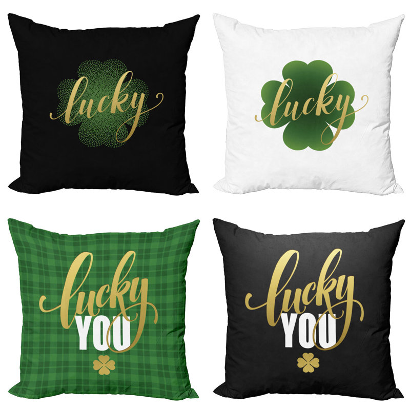 Ensemble de housse de coussin 4 pièces Lucky You, 18" x 18"