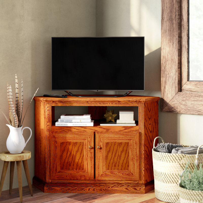 Lapierre Unfinished Corner TV Stand for TVs up to 50", Soft White Oak