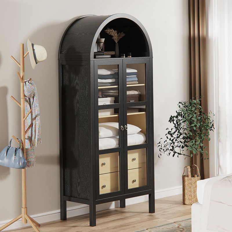 Armoire double en bois massif gris foncé Shaker, Black