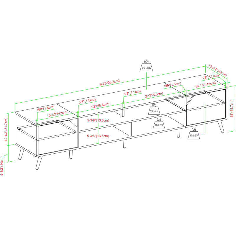 Modern Minimalist Open-Shelf TV Stand With Adjustable Storage And Cord Management For Large Tvs