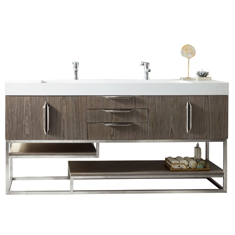 Samorah 72'' W Single Vanity, Brushed Nickel, Ash Gray
