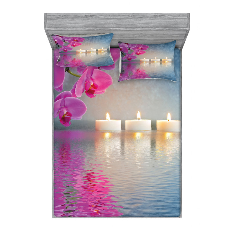 Microfiber Floral Sheet Set, Queen Sheet Set with Fitted Sheet